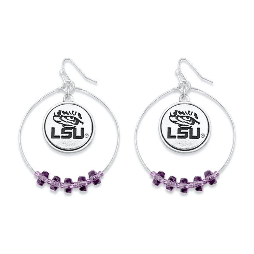 LSU Purple Beaded Game Day Earrings - Louisiana State University Jewelry